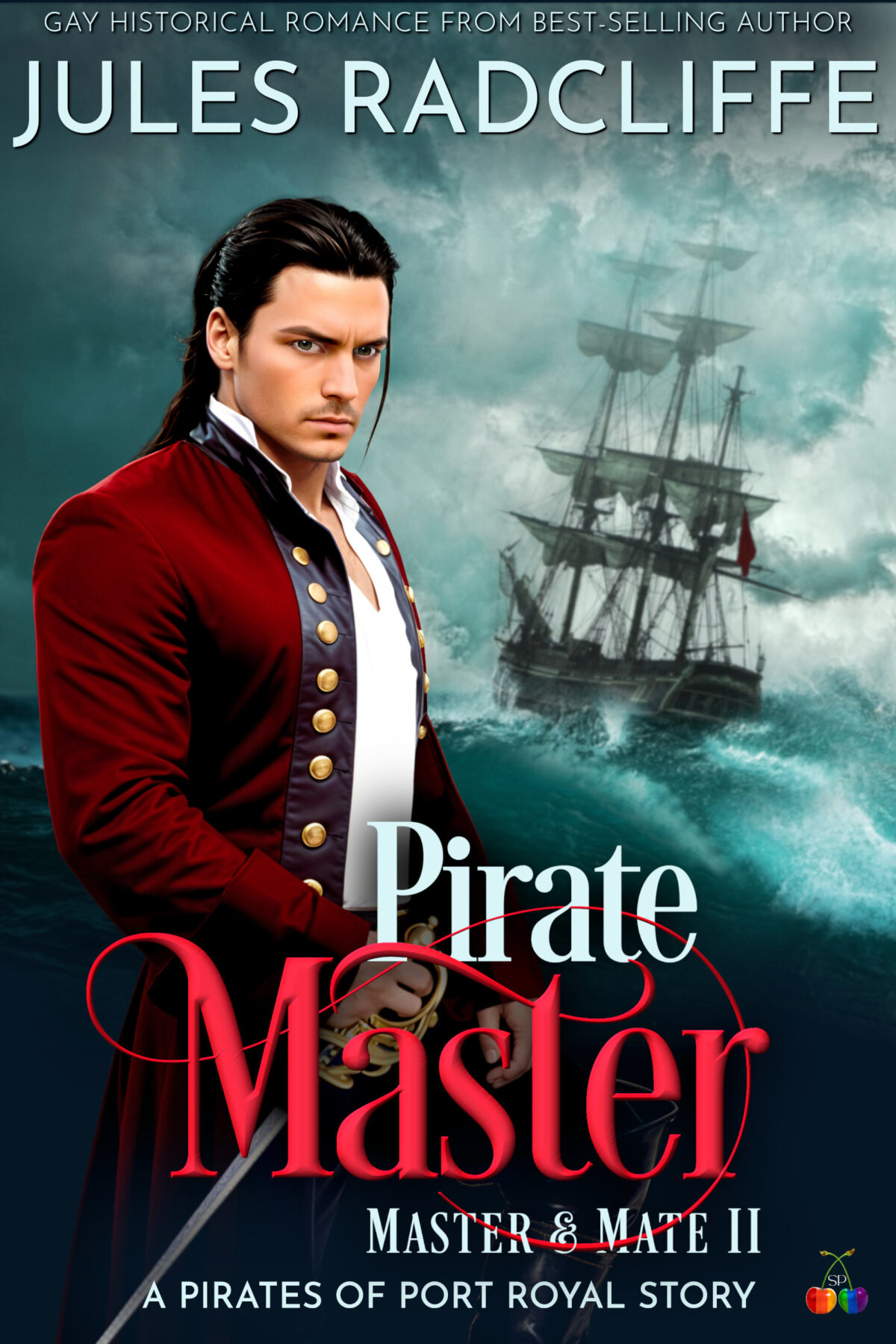 Cover of romance novel The Puritan Pirate showing a pirate with a sword